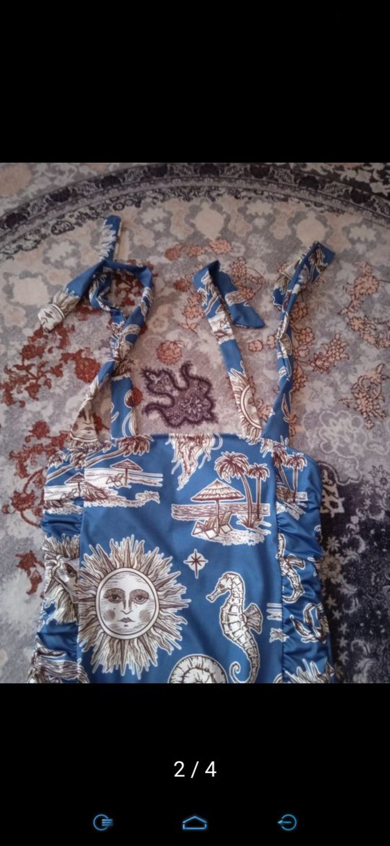 Mavi Bohem Desenli Mini Mayo - Görsel 4