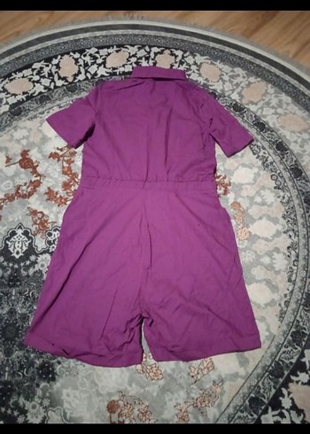 Mor Kısa Kollu Mini Kadın Tulum - Görsel 4