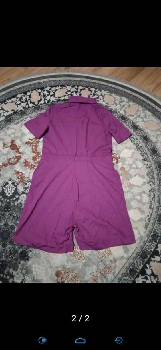 Mor Kısa Kollu Mini Kadın Tulum - Görsel 4