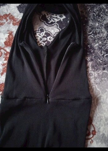 BERSHKA Siyah Kadın yarım Tulum, Boğazlı, Kolsuz - Görsel 6