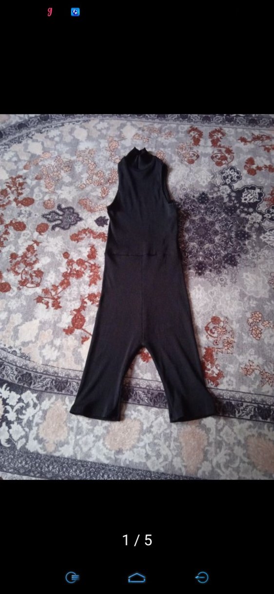 BERSHKA Siyah Kadın yarım Tulum, Boğazlı, Kolsuz - Görsel 3