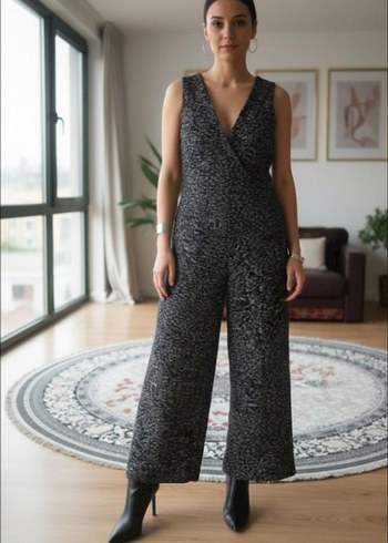 ZARA Siyah kendinden SİMLİ Kemerli Uzun Tulum - Görsel 3