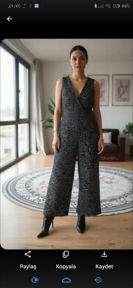 ZARA Siyah kendinden SİMLİ Kemerli Uzun Tulum - Görsel 3