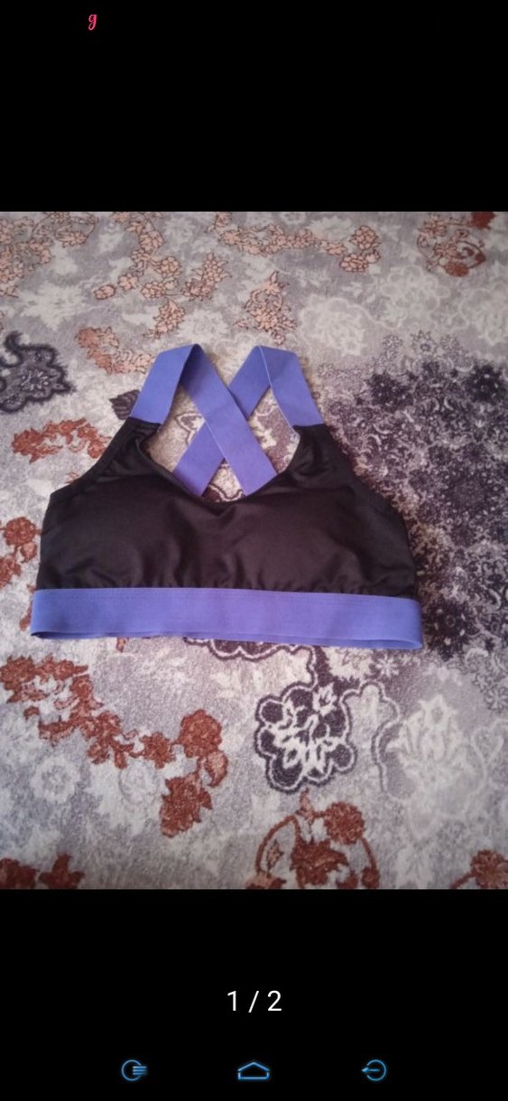 Mor Bantlı Kısa Spor Sütyeni - Görsel 2