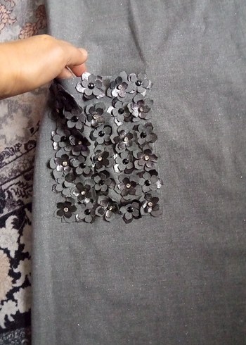 Gri Kısa Kollu Mini Rahat Elbise - Görsel 5