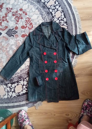 Düğmeli Denim Midi Kadın Trençkot - Görsel 5