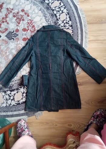 Düğmeli Denim Midi Kadın Trençkot - Görsel 6