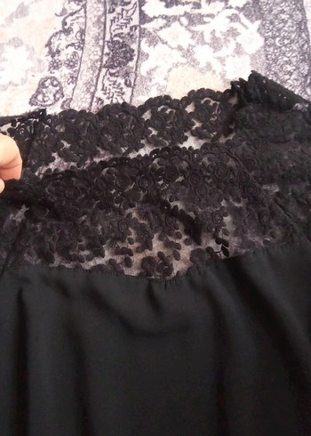 Dantel Detaylı Siyah Bohem Bluz - Görsel 7