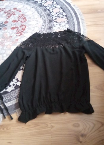 Dantel Detaylı Siyah Bohem Bluz - Görsel 6