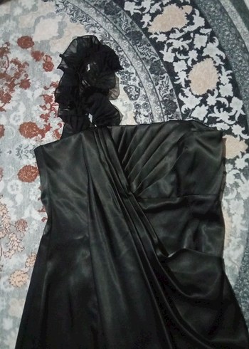 Siyah Drapeli Tek Omuzlu Abiye Elbise - Görsel 5