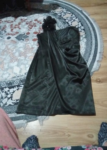 Siyah Drapeli Tek Omuzlu Abiye Elbise - Görsel 4