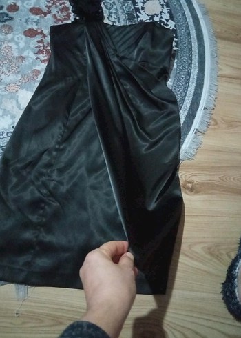 Siyah Drapeli Tek Omuzlu Abiye Elbise - Görsel 7