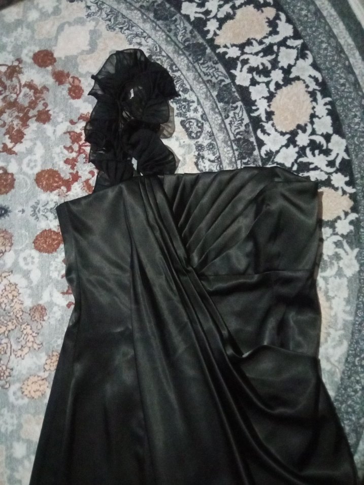 Siyah Drapeli Tek Omuzlu Abiye Elbise - Görsel 5