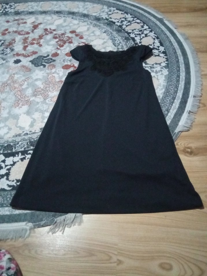 MANGO Siyah V Yakalı Midi Kadın Elbise - Görsel 3