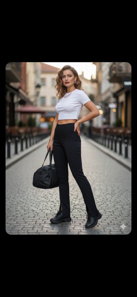 QUZU Siyah Kadın Ofis Kumaş Pantolon - Görsel 3