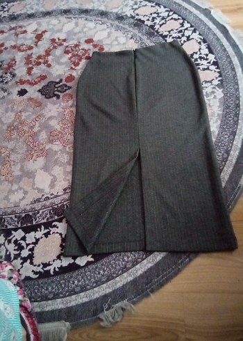 KOTON Gri Pliseli Uzun Kalem Etek - Görsel 6