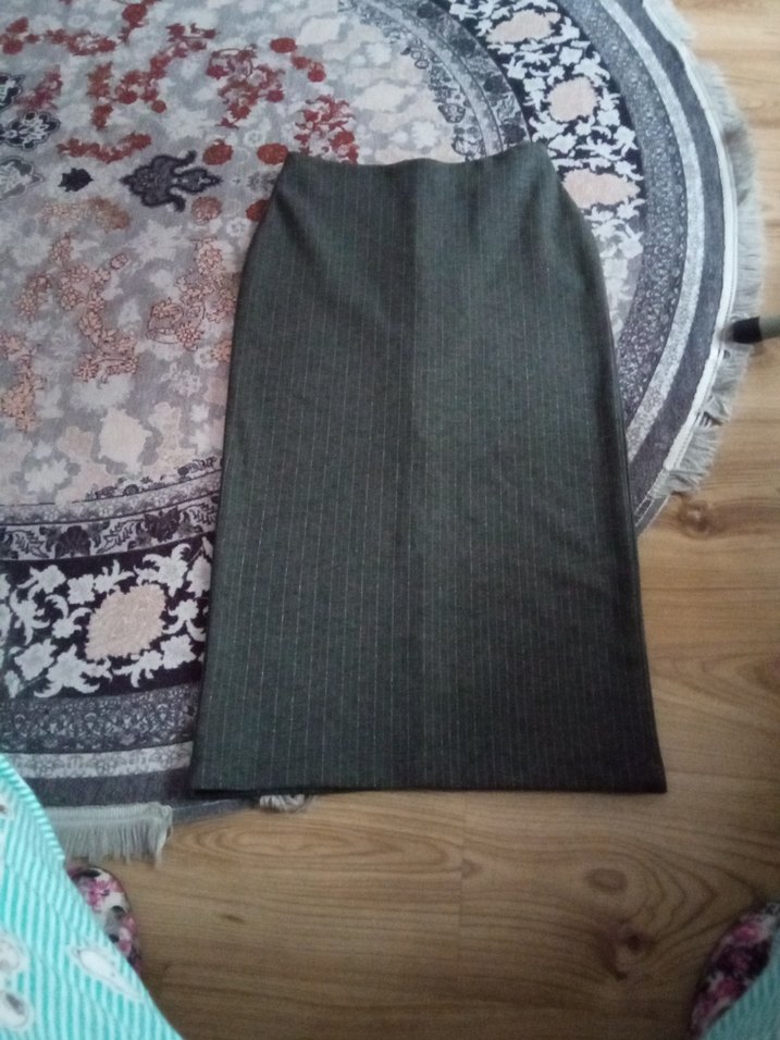 KOTON Gri Pliseli Uzun Kalem Etek - Görsel 3