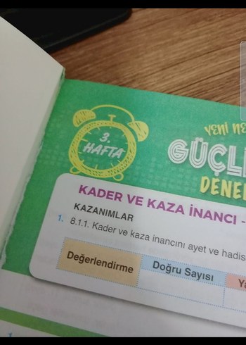 8.sınıf Din kültürü ve ahlak haftalık deneme