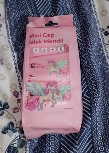 Mini Cep Islak Mendil - Pembe Unicorn Desenli 8 adet - Görsel 2