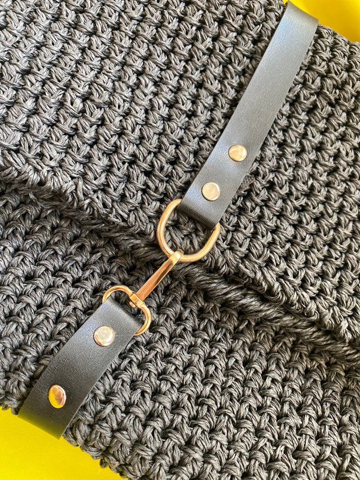 Gri Örgü Kadın Portföy Çanta - Görsel 2