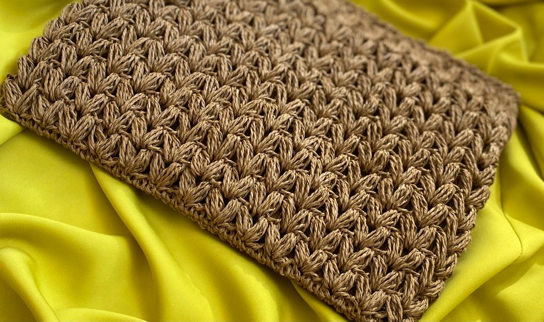 Örgü Kahverengi Kadın Clutch Çanta - Görsel 2