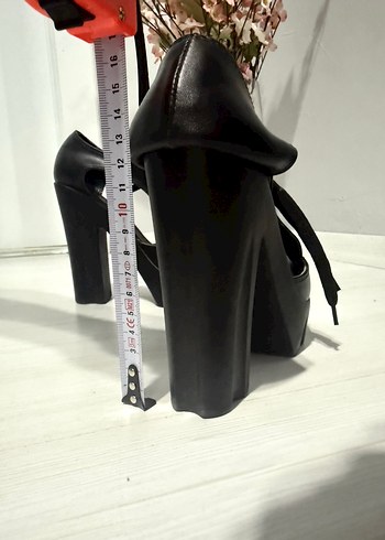 Siyah Platform Topuklu Gotik Kadın Ayakkabı - Görsel 6