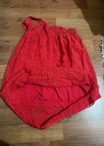 Kırmızı Nakışlı Dantel Detaylı Midi - Görsel 2