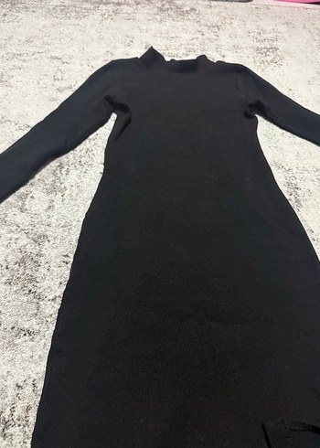 Kürklü Siyah Uzun Kollu Uzun Elbise - Görsel 5