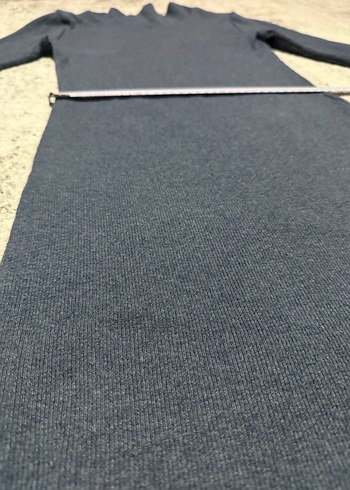 Fitilli midi örme  Uzun Kollu Yüksek Yakalı İnce Elbise - Görsel 7