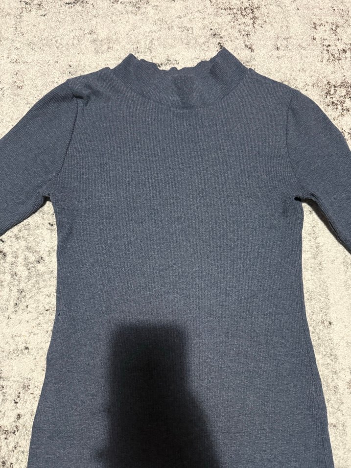 Fitilli midi örme  Uzun Kollu Yüksek Yakalı İnce Elbise - Görsel 3