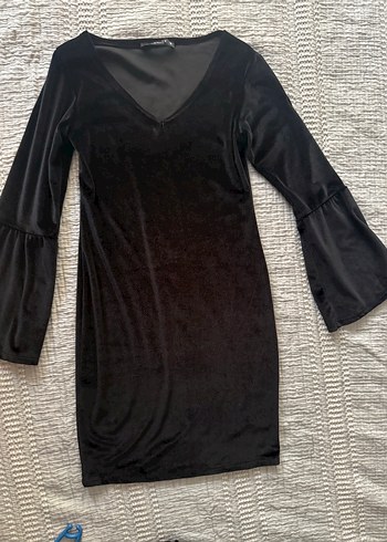 Siyah V Yaka Uzun Kollu Gotik Elbise - Görsel 3