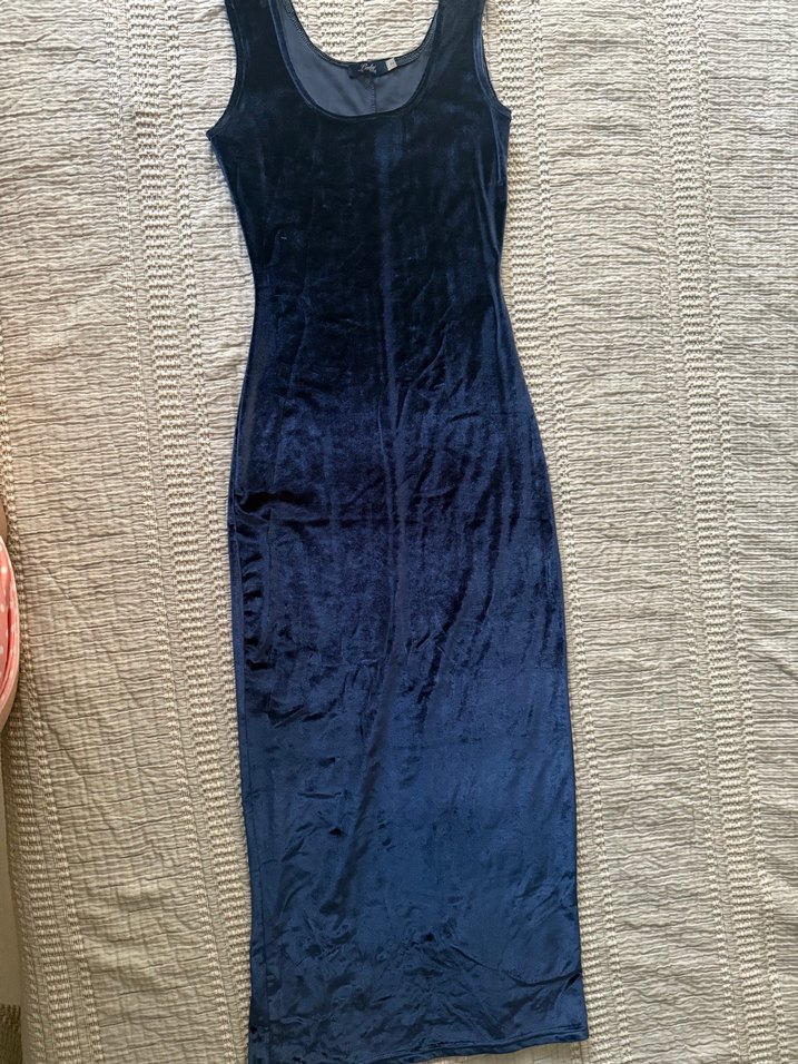 Lacivert Kadın Yırtmaçlı Suni Kumaş Etek - Görsel 3