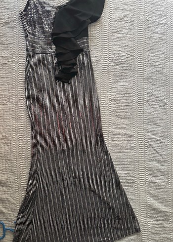 Siyah Tek Omuzlu Payetli Abiye Elbise - Görsel 3