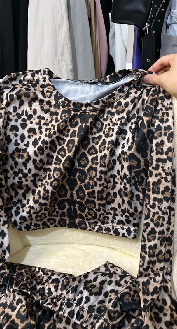 Kahverengi Leopar Desenli Kadın Kumaş Pantolon - Görsel 2