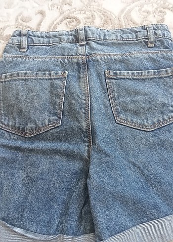 mavi Kısa Geniş Kesim Kadın Kot Şort - Görsel 3