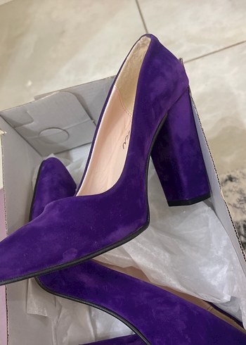 Mor Süet Platform Topuklu Kadın Stiletto - Görsel 2