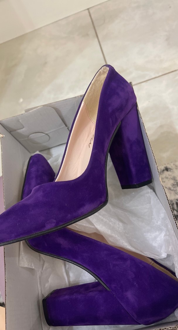 Mor Süet Platform Topuklu Kadın Stiletto - Görsel 2