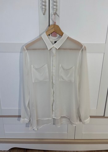 H&M Beyaz Transparan Gömlek