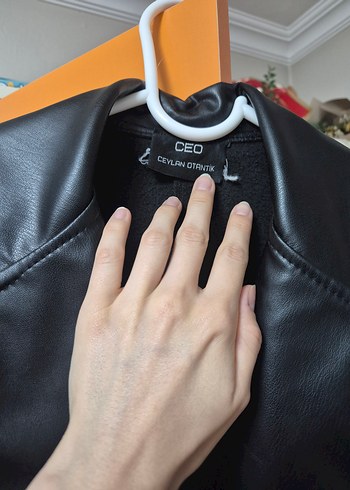 Siyah Deri Midi Ceket Zebra Desenli - Görsel 5