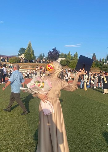 Camel Renkli Uzun Kol Drapeli Kadın Elbise Ve Şal - Görsel 2