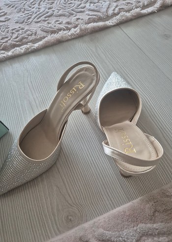 Beyaz Payetli Stiletto Düğün Ayakkabısı - Görsel 7