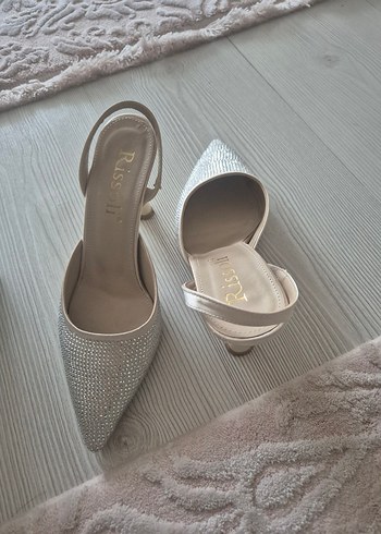 Beyaz Payetli Stiletto Düğün Ayakkabısı - Görsel 6