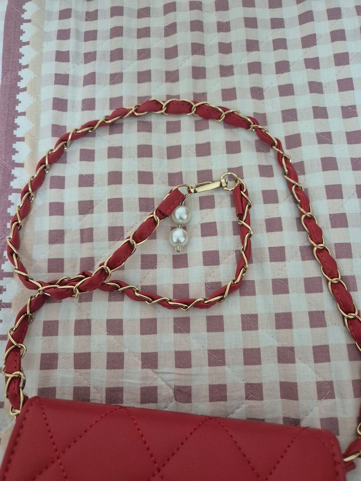 Kırmızı Zincir Detaylı Deri Kadın Çanta - Görsel 2
