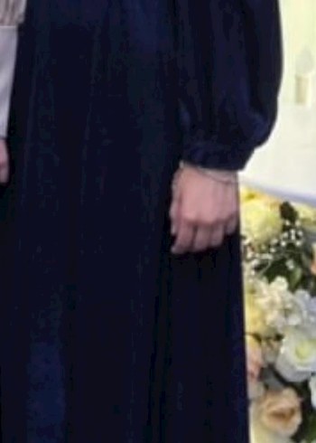 Lacivert Drapeli Uzun Kollu Kadın Elbise Birgül Bektaş - Görsel 2