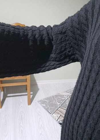 Uzun Siyah Gotik Kadın Elbisesi Örgü Model - Görsel 9