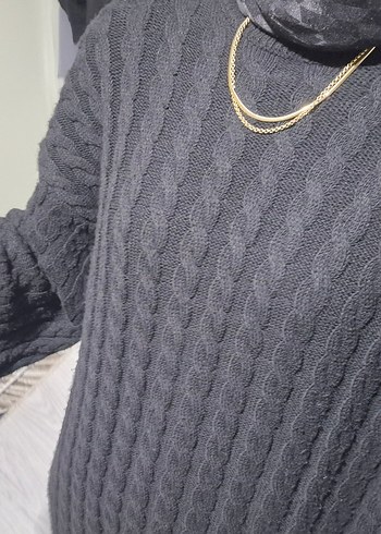 Uzun Siyah Gotik Kadın Elbisesi Örgü Model - Görsel 7