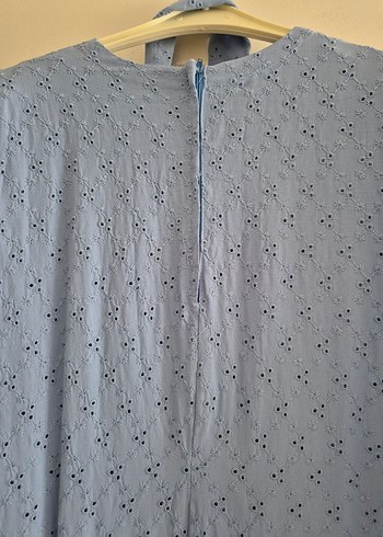 Uzun Kollu Fırfırlı Gri Mavi Bohem Elbise - Görsel 6