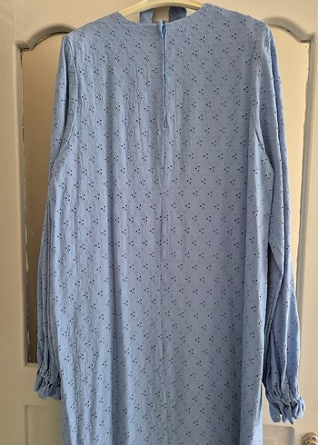 Uzun Kollu Fırfırlı Gri Mavi Bohem Elbise - Görsel 7