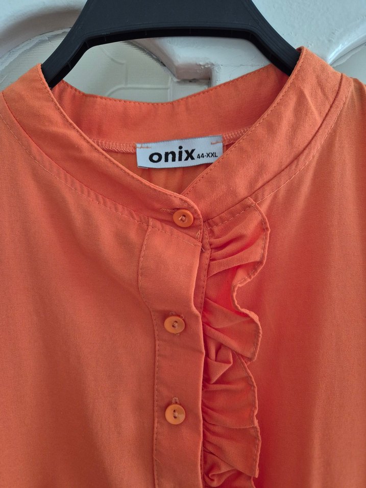 Uzun Turuncu Fırfırlı Bohem Elbise - Görsel 5