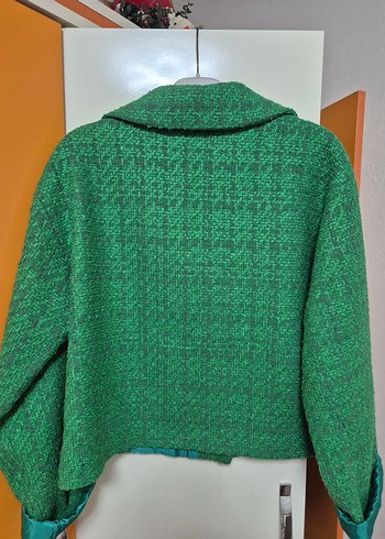 Düğmeli Yeşil Mini Kadın Blazer - Görsel 3
